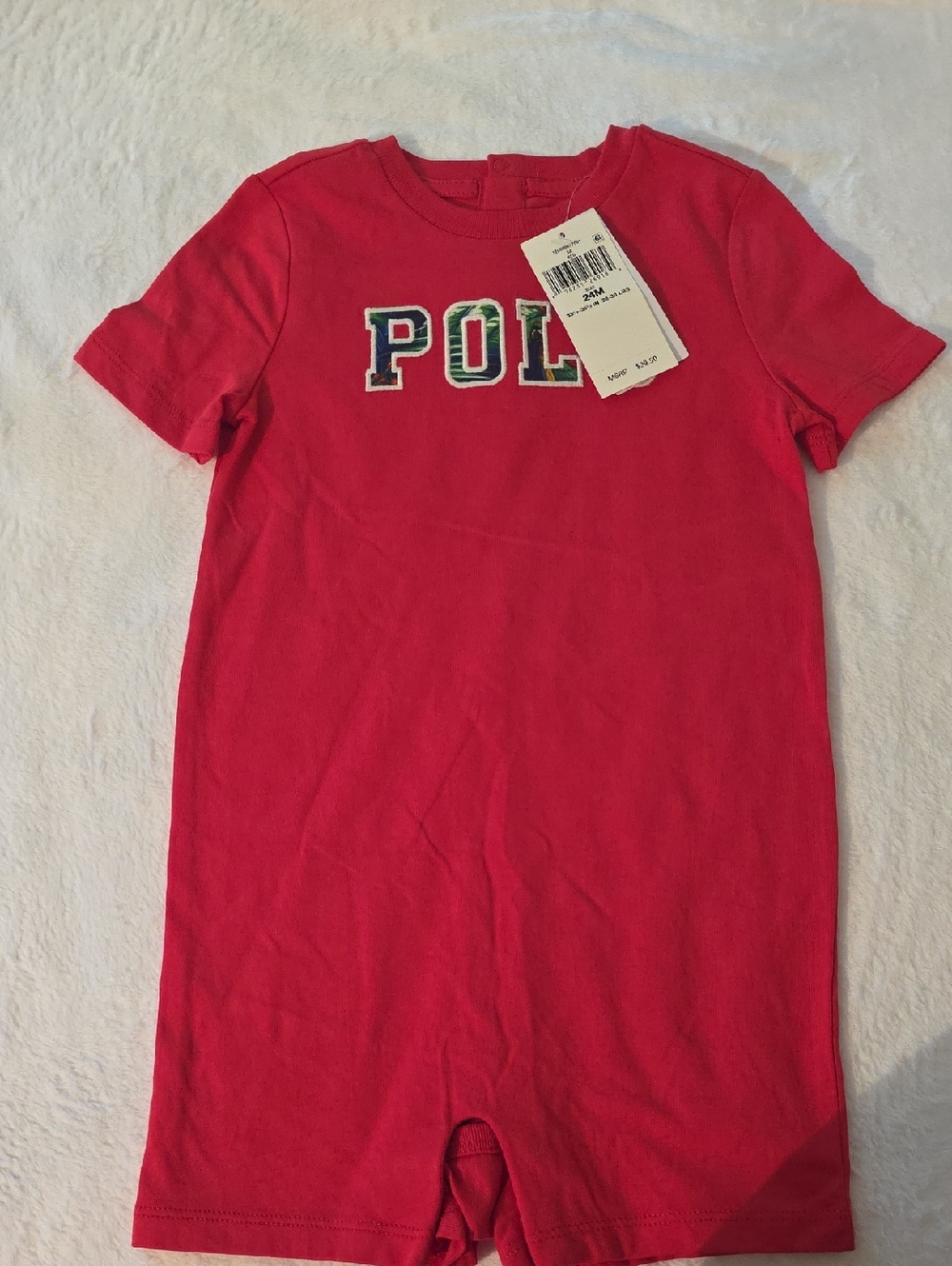 Polo by Ralph Lauren Red Short Sleeve Kids Romper Tee